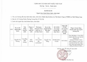 Danh sách thực hành KCB – Nguyễn Thị Hương